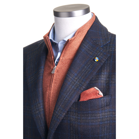Belvest Wool & Cashmere Sport Coat in Blue & Burnt Orange
