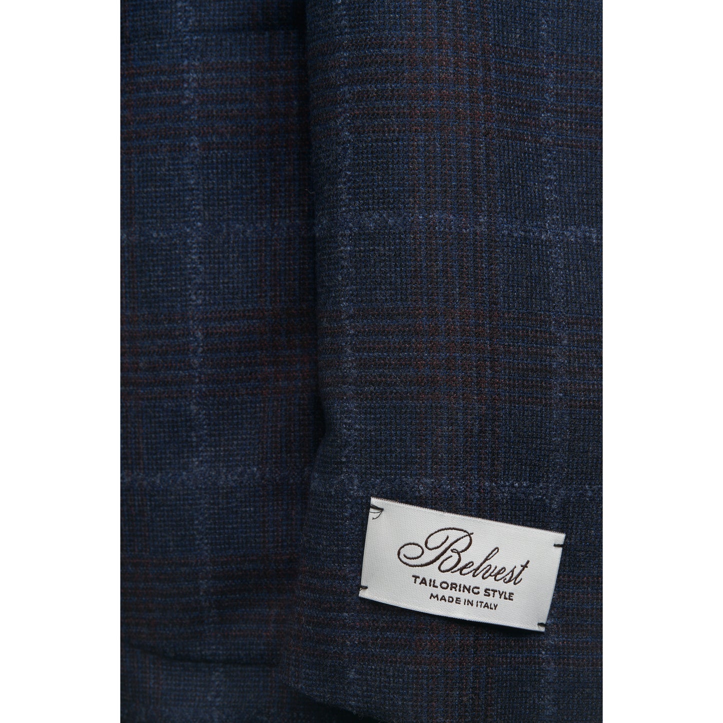 Belvest "Jacket in the Box" Wool Sport Coat in Blue and Maroon Windowpane