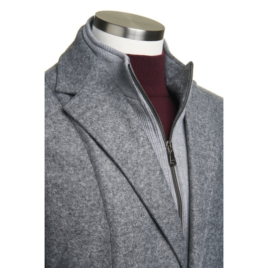 Fradi Wool Flannel Jersey Jacket with Removable Chest Piece in Mid Grey