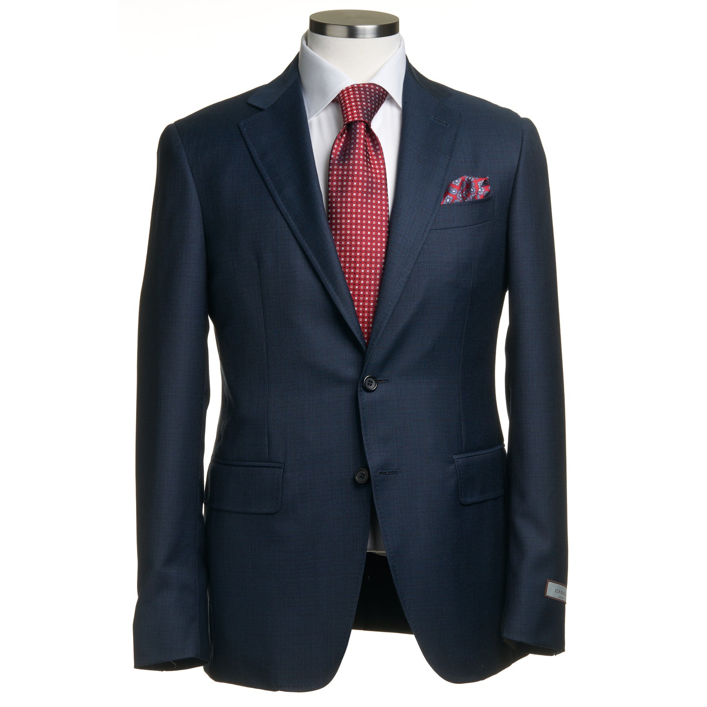 Canali Kei Model Suit in Dual-Tone Wool in Blue