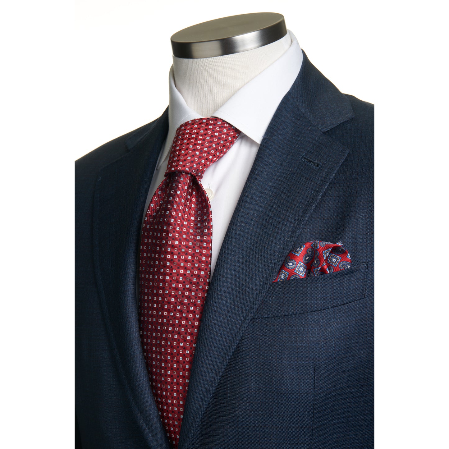 Canali Kei Model Suit in Dual-Tone Wool in Blue