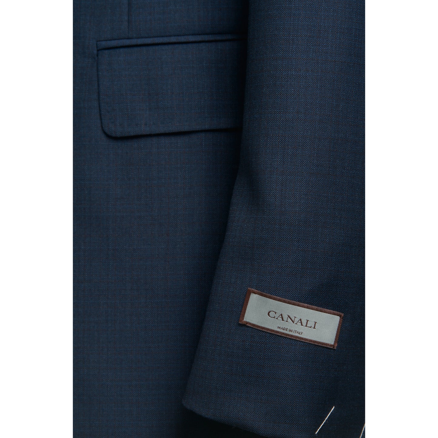 Canali Kei Model Suit in Dual-Tone Wool in Blue