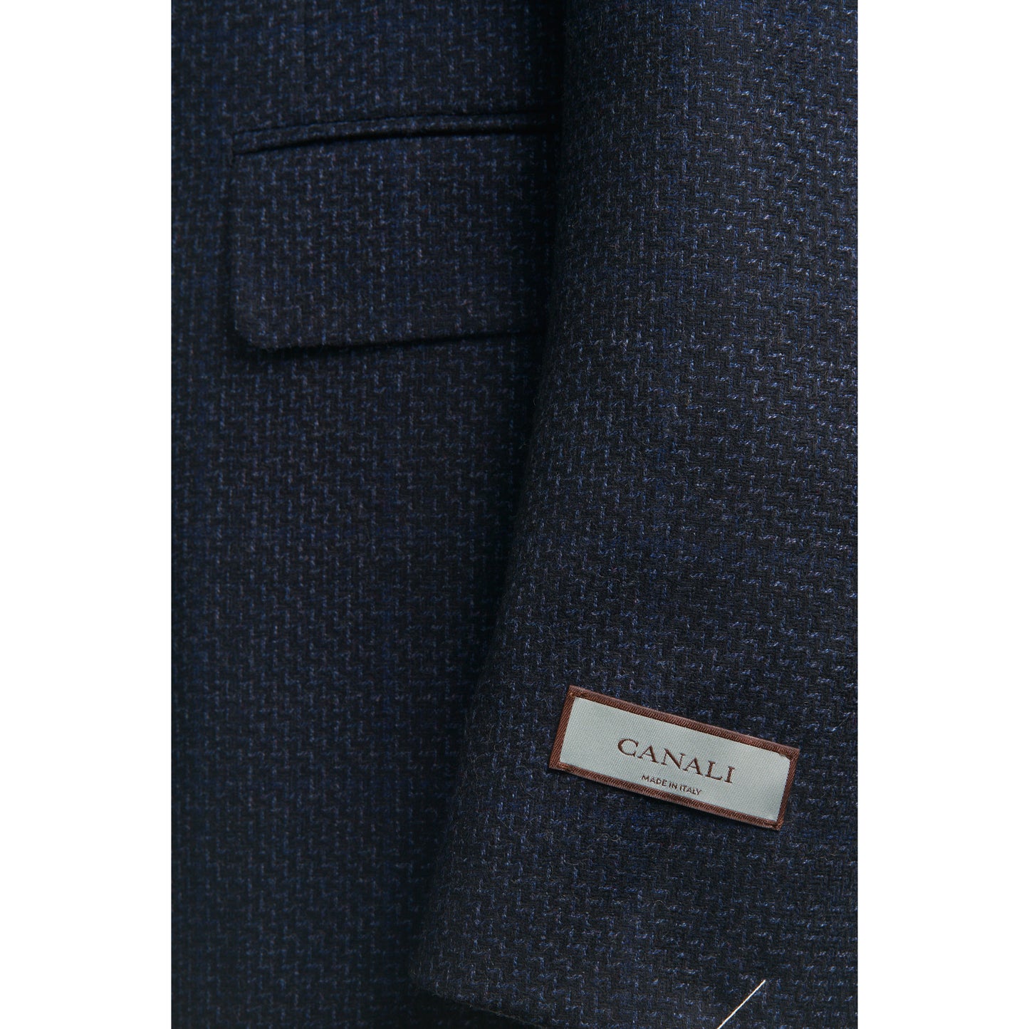 Canali Kei Wool Sport Coat in Dark Blue with Micro-Pattern