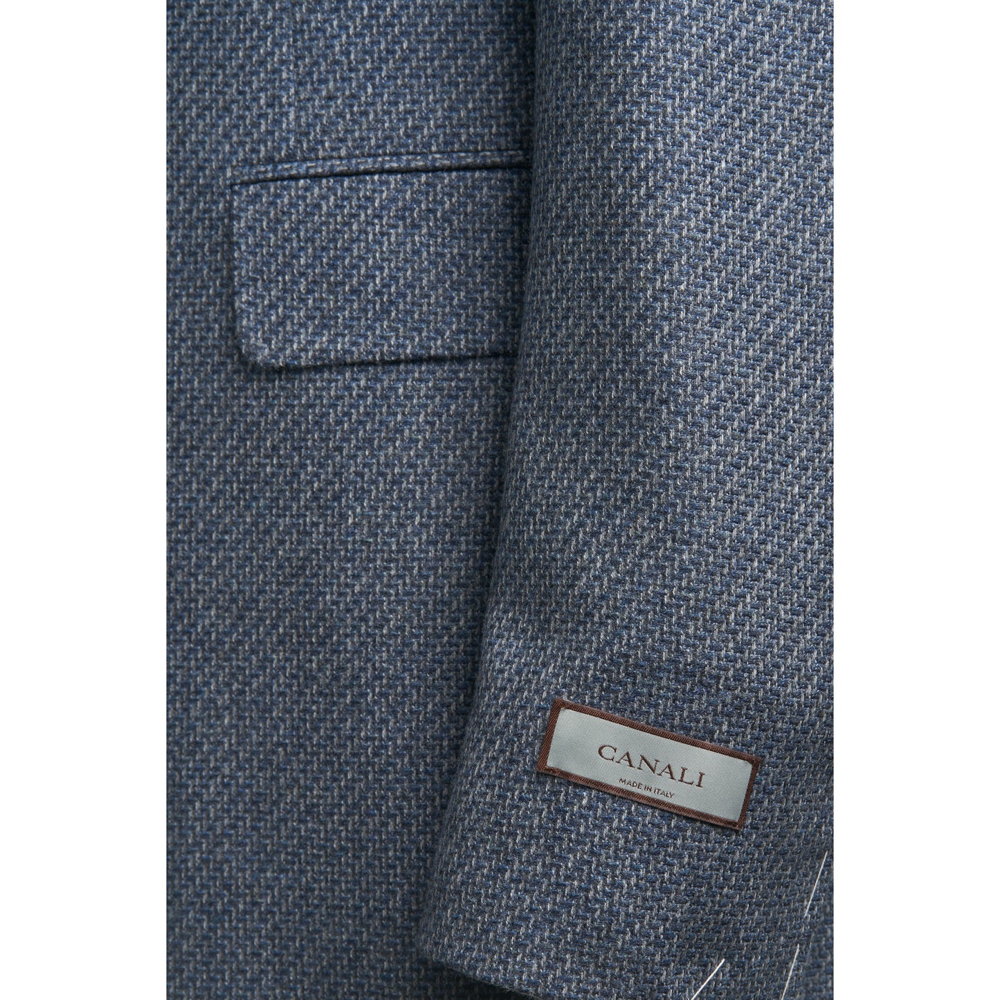 Canali Kei Model Wool Sport Coat in Mid Blue Melange