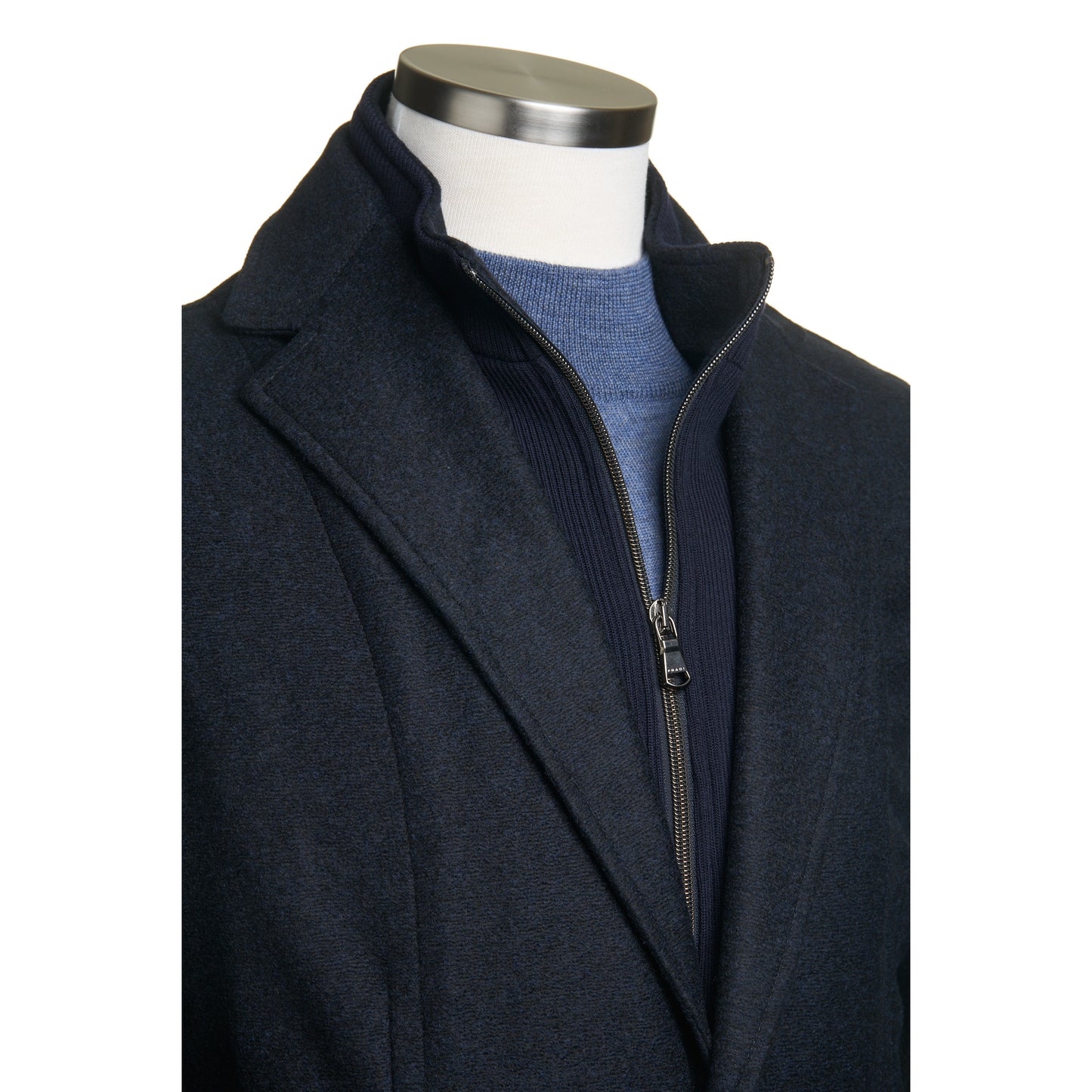 Fradi Wool Flannel Jersey Jacket with Removable Chest Piece in Navy