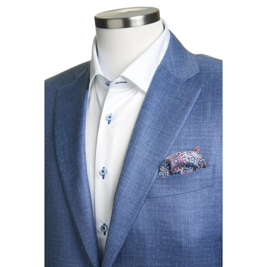 Canali Siena Model Sport Coat – Wool, Silk & Linen – Blue