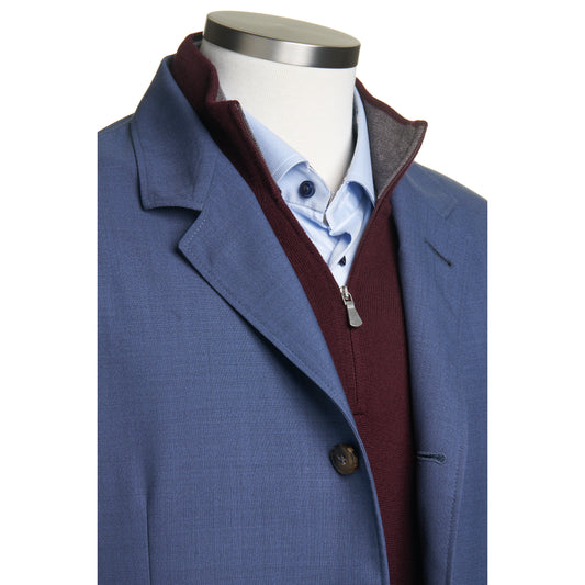 Canali Travel Wool Shirt Jacket in Mid Blue