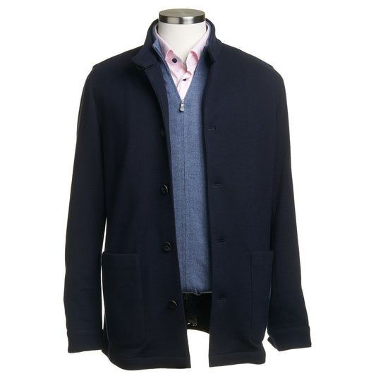 Fradi Wool and Cotton Jersey Billionaire Jacket in Navy