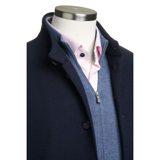 Fradi Wool and Cotton Jersey Billionaire Jacket in Navy