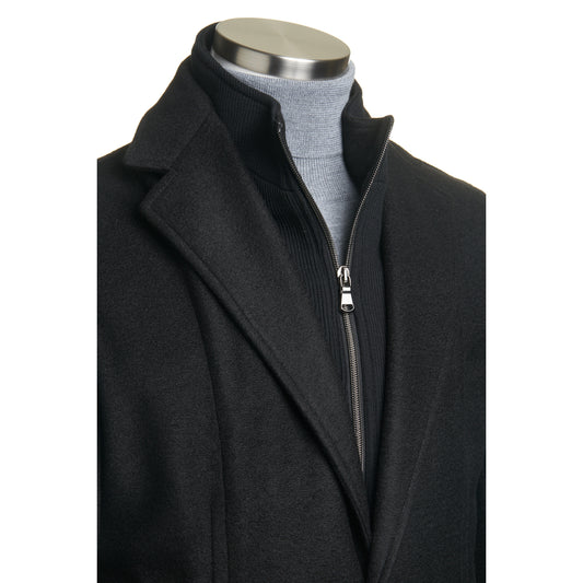 Fradi Wool Flannel Jersey Jacket with Removable Chest Piece in Black