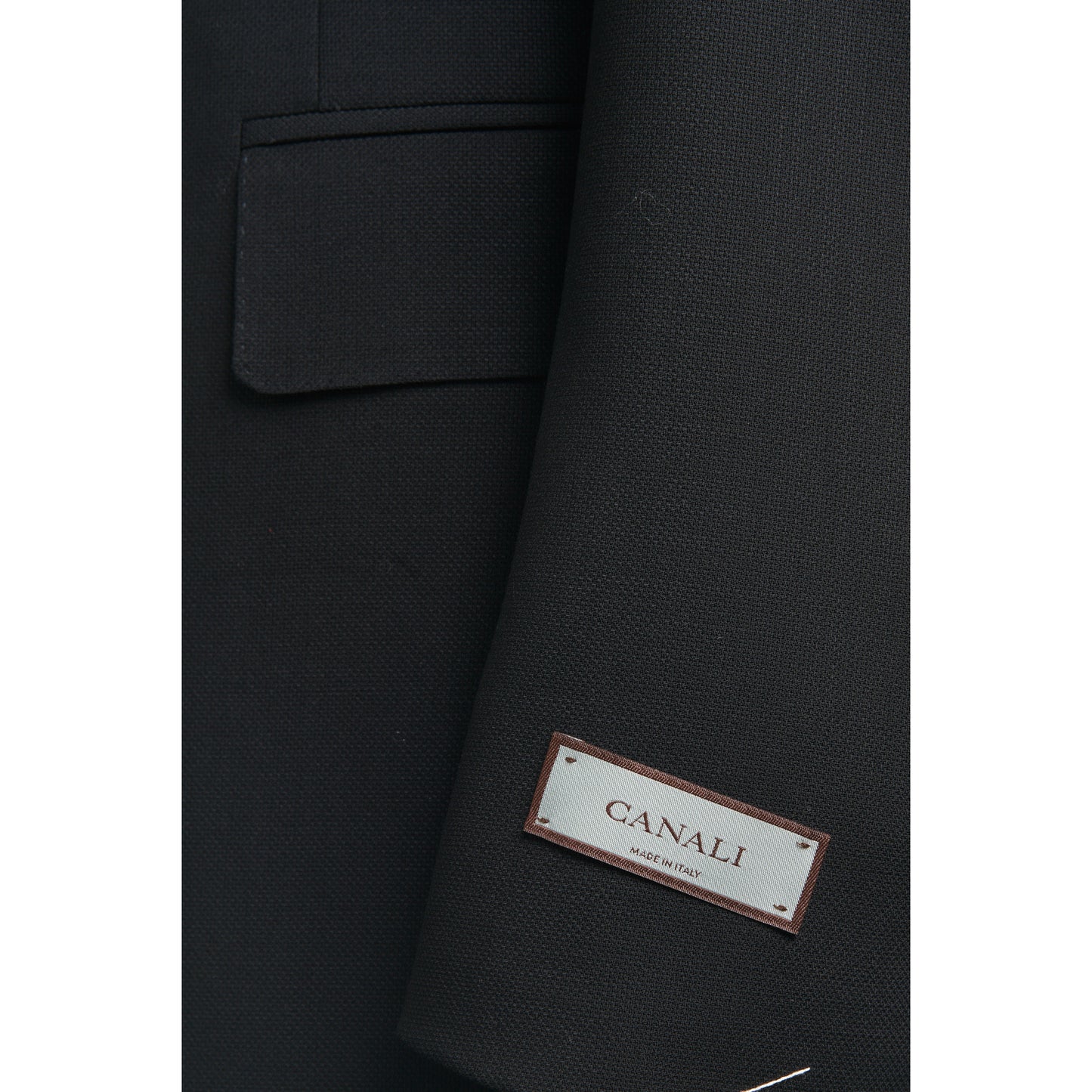 Canali Siena Model Sport Coat in Travel Wool–Black