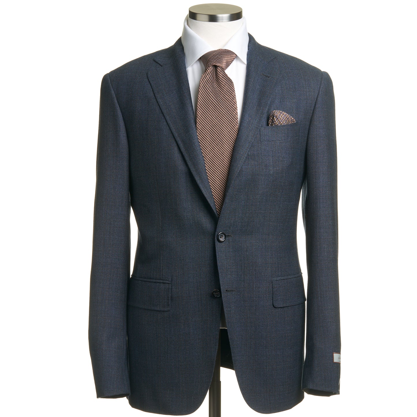 Canali Kei Model Suit in Dual-Tone Wool in Blue Grey