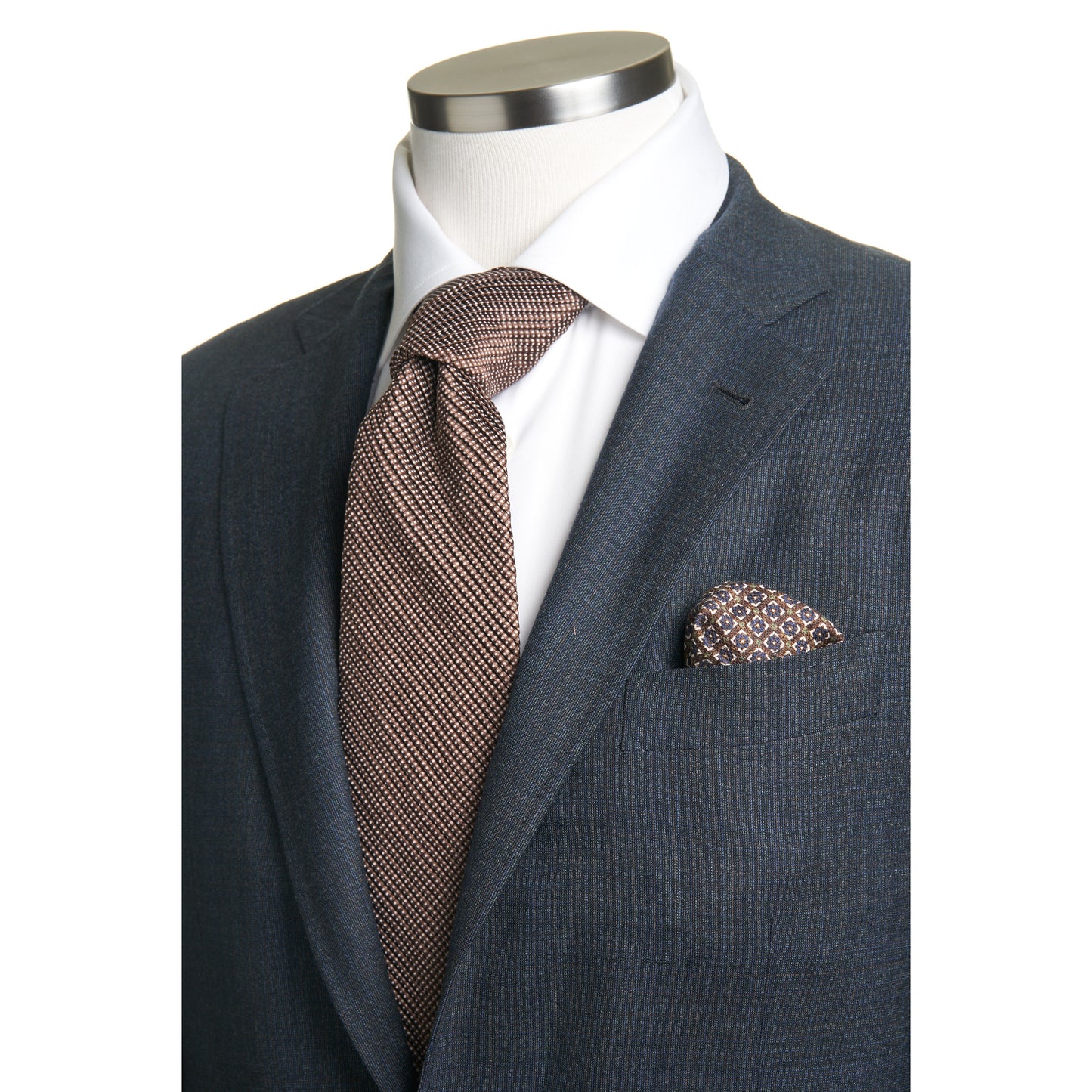 Canali Kei Model Suit in Dual-Tone Wool in Blue Grey