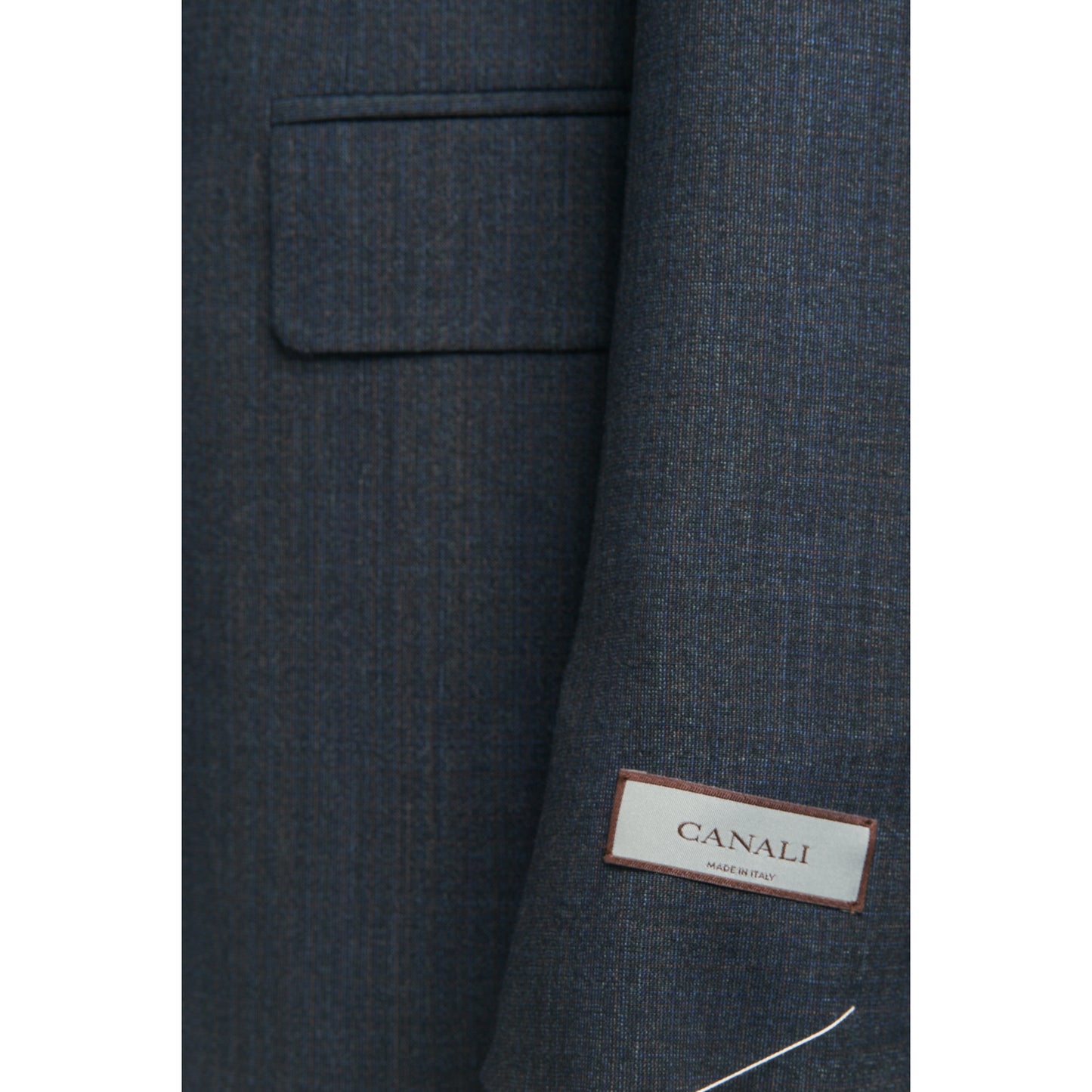 Canali Kei Model Suit in Dual-Tone Wool in Blue Grey