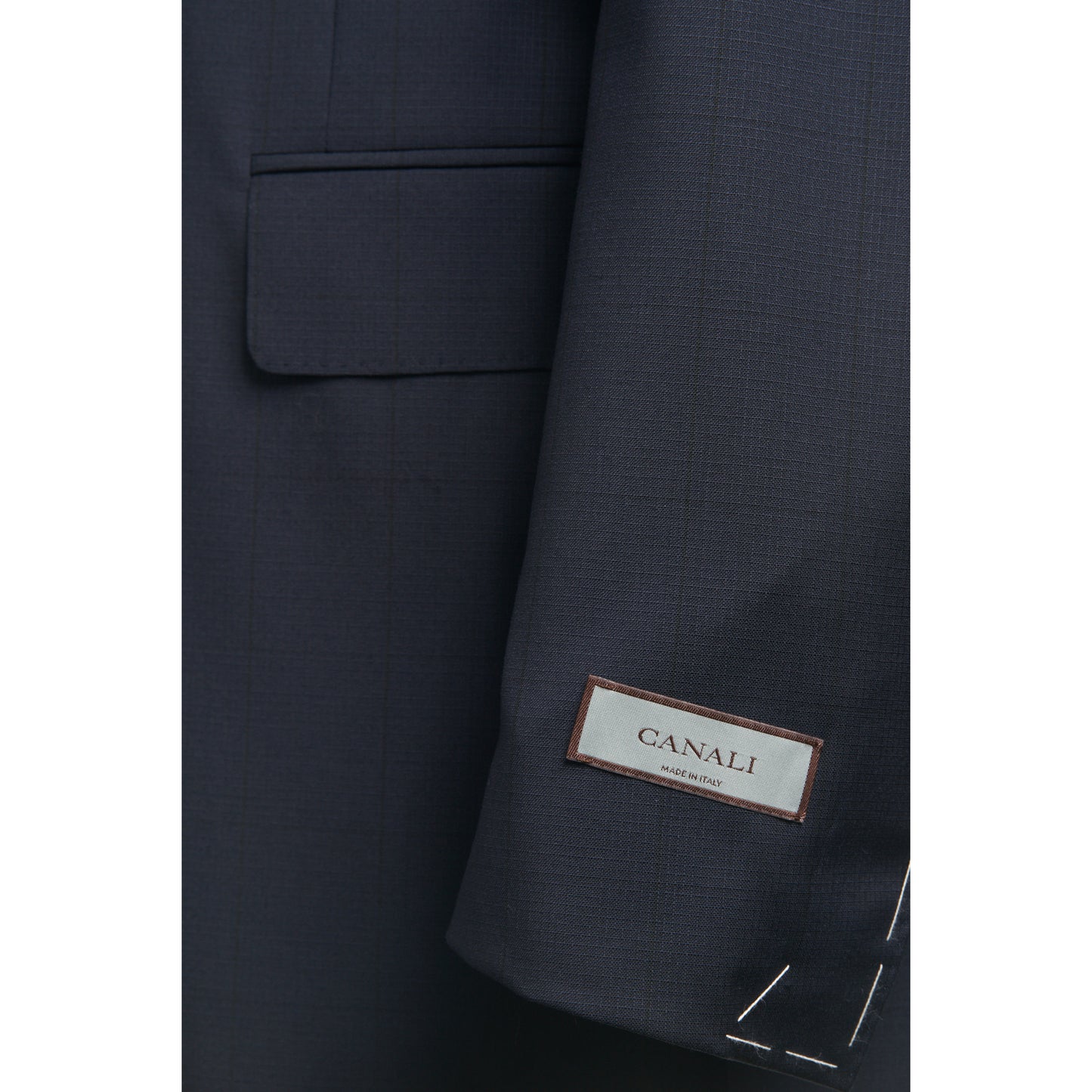 Canali Siena Model Suit in Dual-Tone Wool in Navy