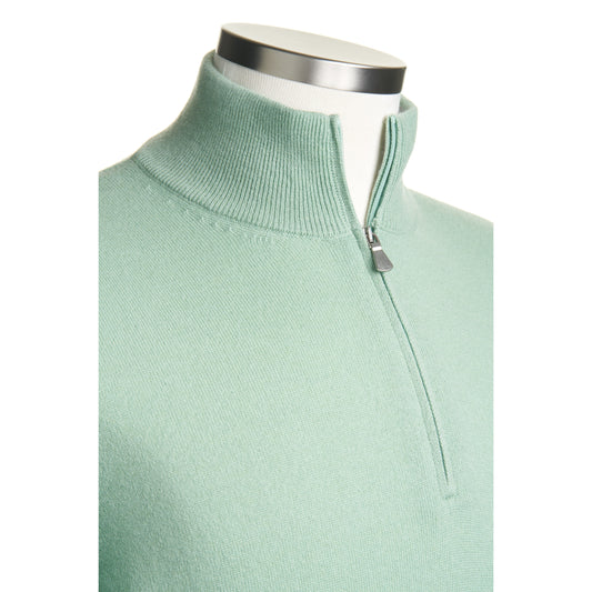 Gran Sasso 100% Cashmere Quarter-Zip Sweater in Pistachio