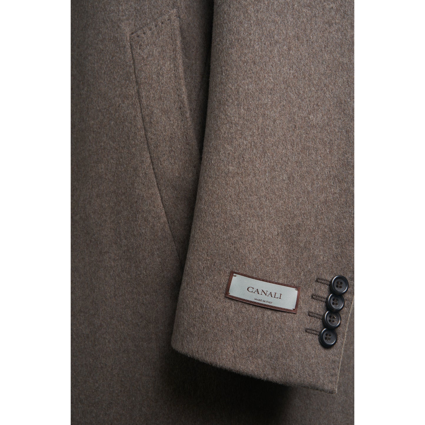 Canali Kei Wool Topcoat in Mushroom