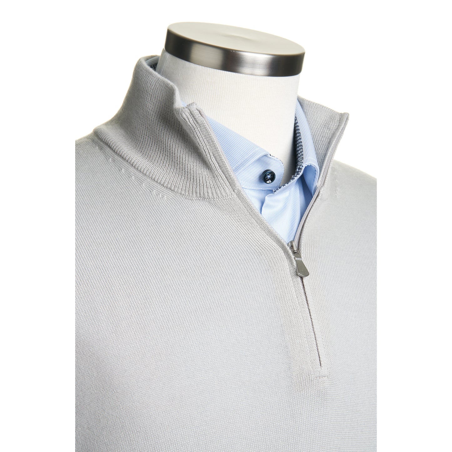 Gran Sasso Extra Fine Merino Wool Quarter-Zip Sweater in Steel Grey