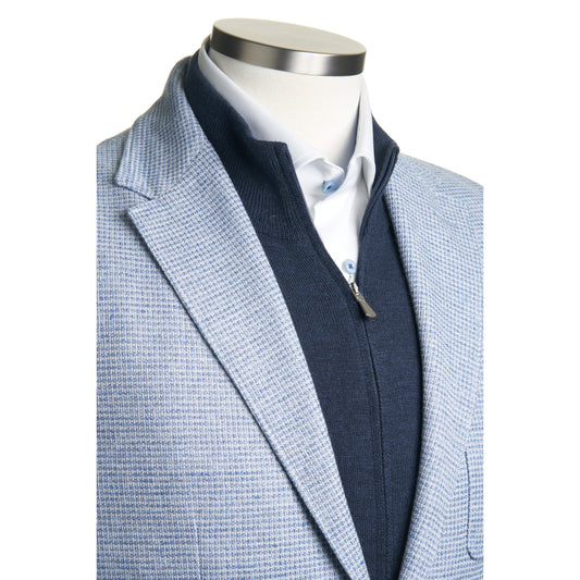 Canali Jersy Jacket in Cotton & Linen-Blue