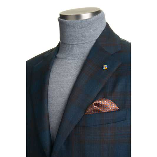 Belvest "Jacket in the Box" Super 130 Wool Sport Coat in Teal Windowpane
