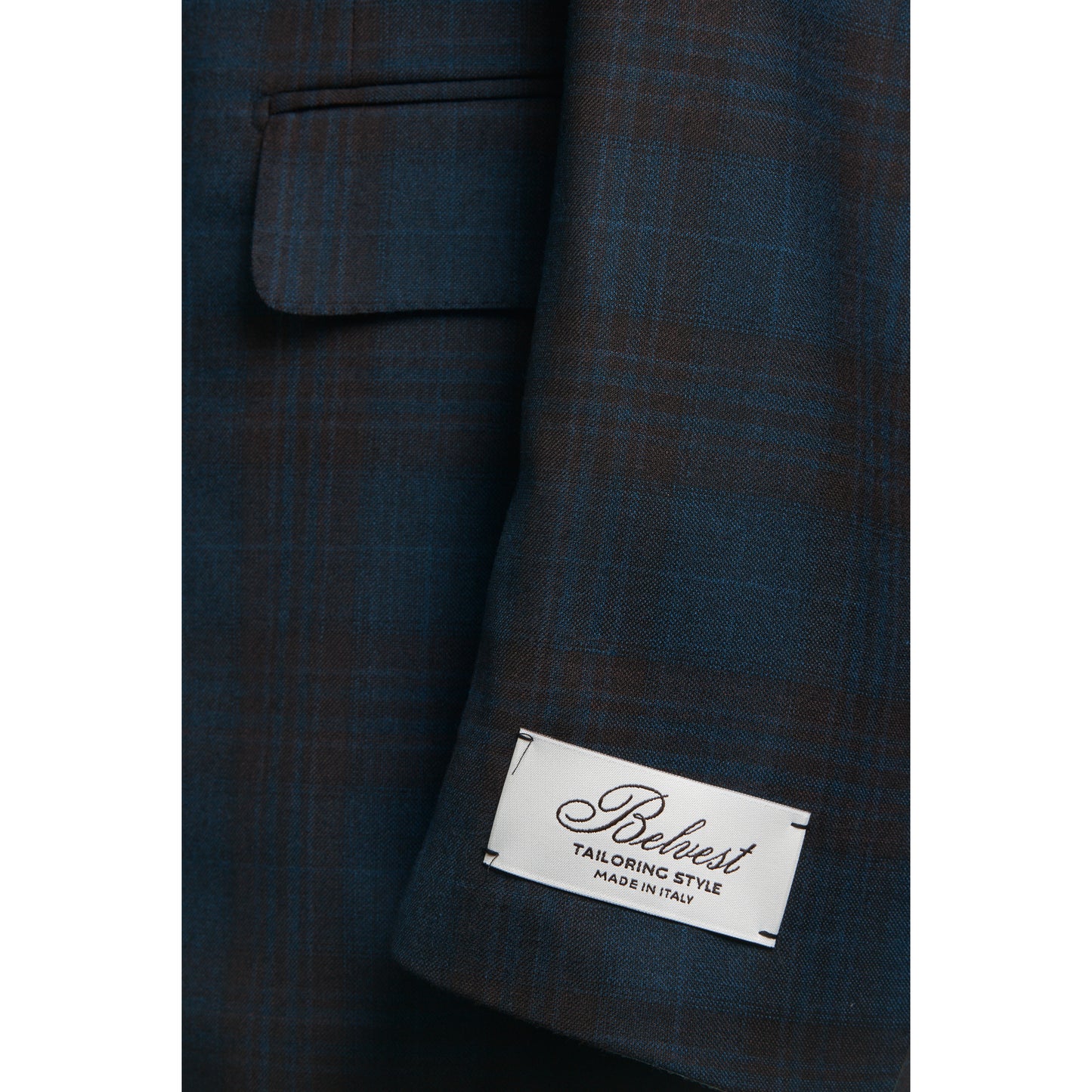 Belvest "Jacket in the Box" Super 130 Wool Sport Coat in Teal Windowpane