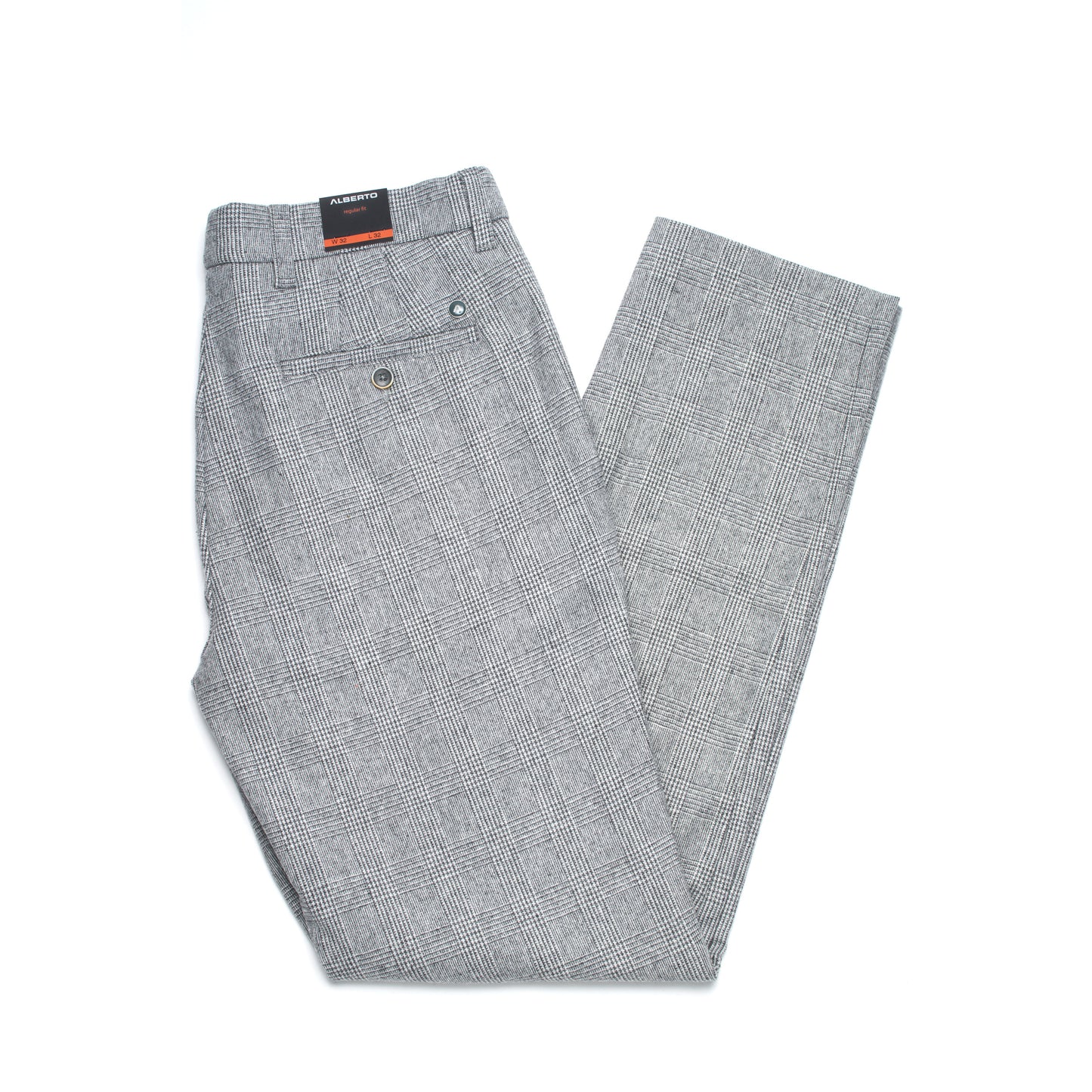Alberto Lou Wool Check Flannel Pants in Grey
