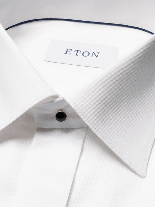 Eton White Signature Piqué Tuxedo Shirt Slim Fit.