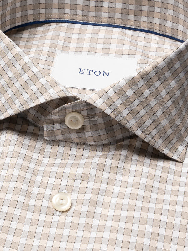 Eton Check Breeze Poplin Shirt Slim Fit in Ochre
