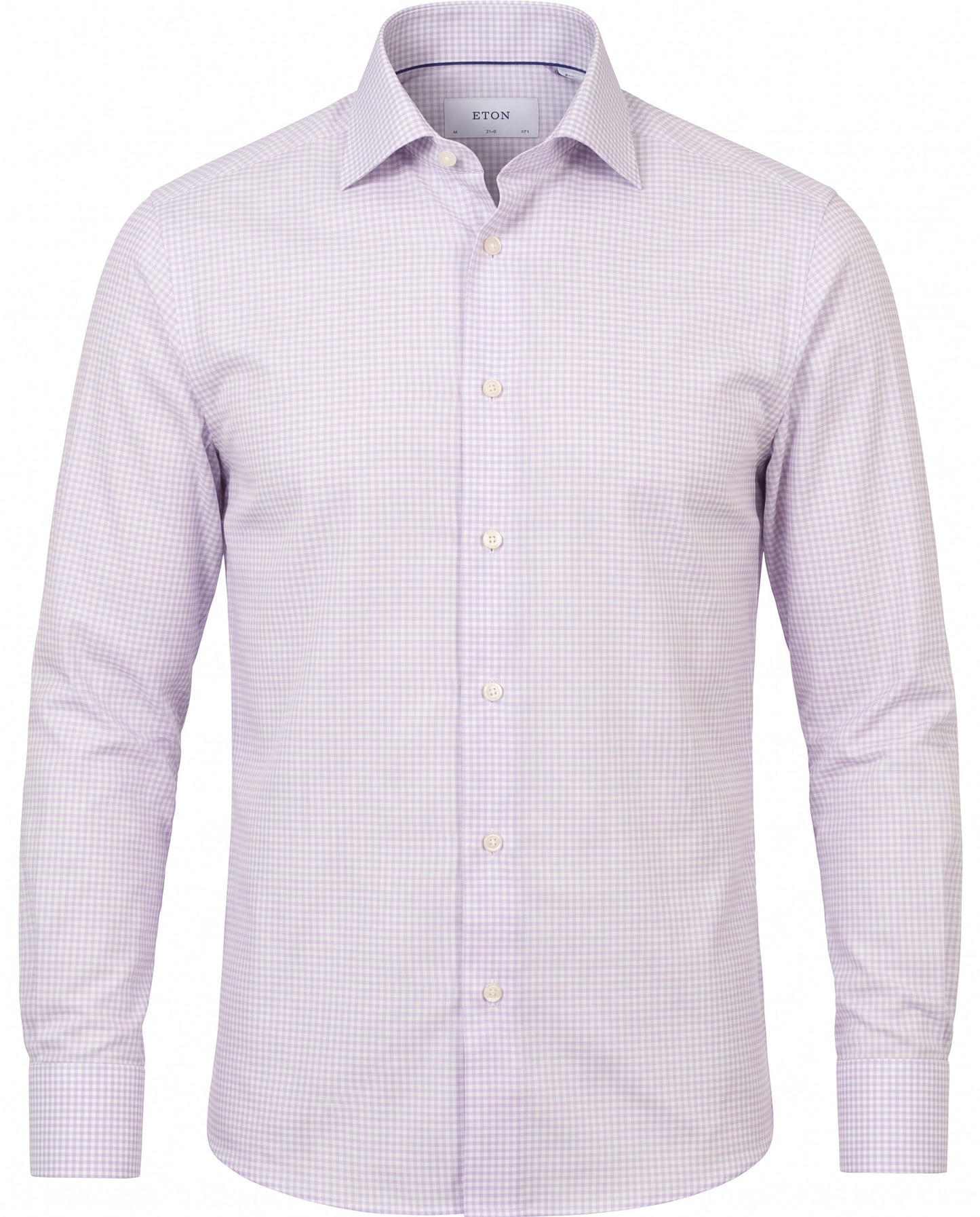 Eton Check Fine Twill Shirt in Lavender Slim Fit