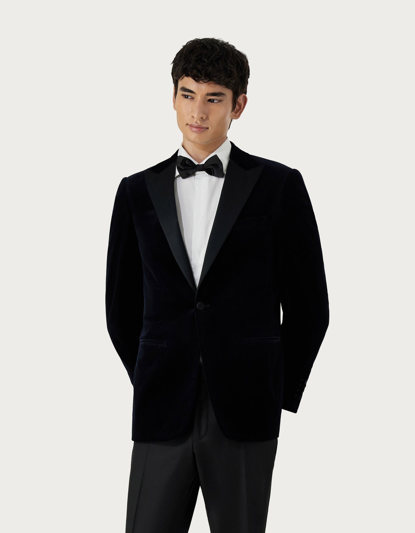 Canali Formal Dinner Jacket in Cotton Velvet -Black