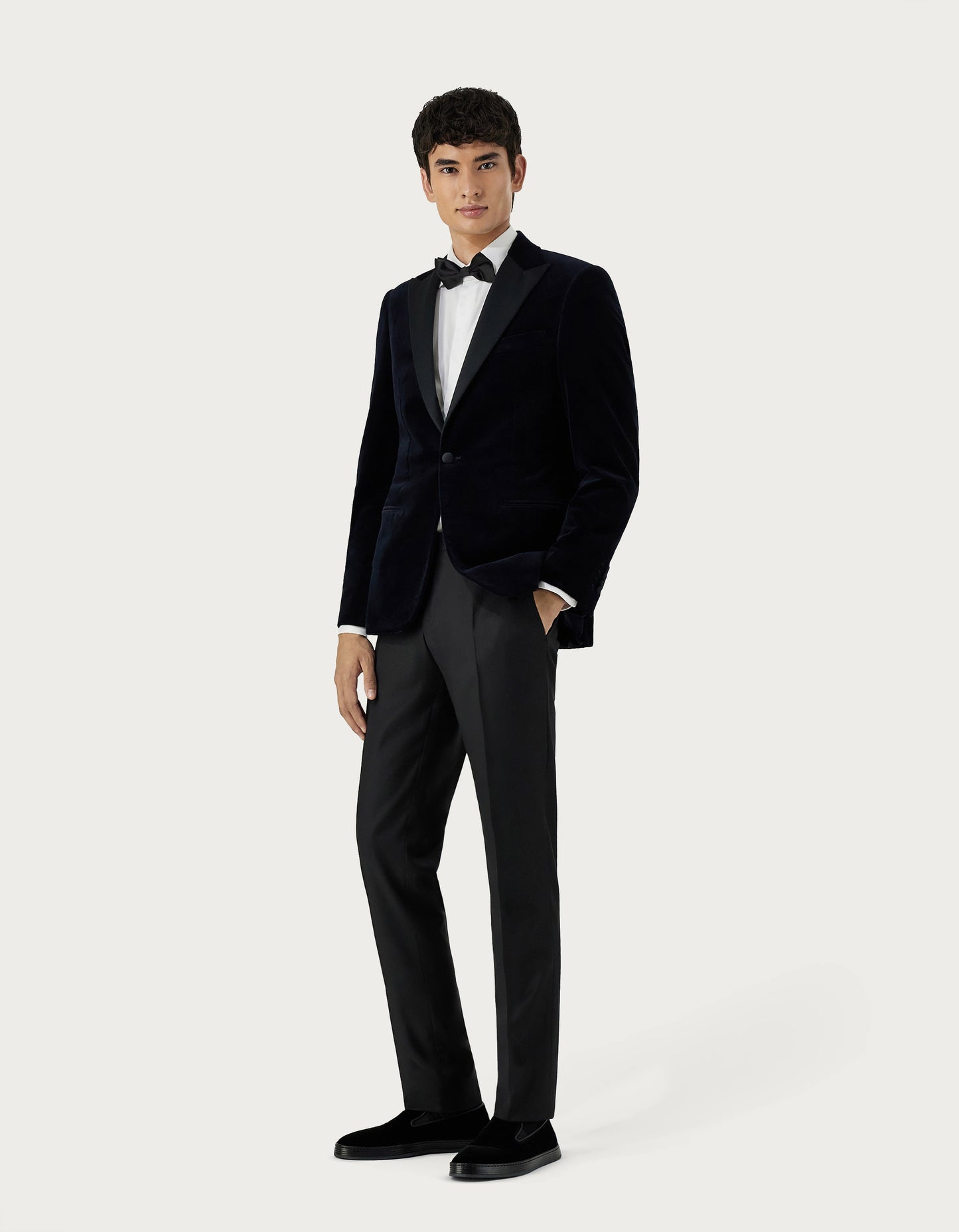 Canali Formal Dinner Jacket in Cotton Velvet -Black