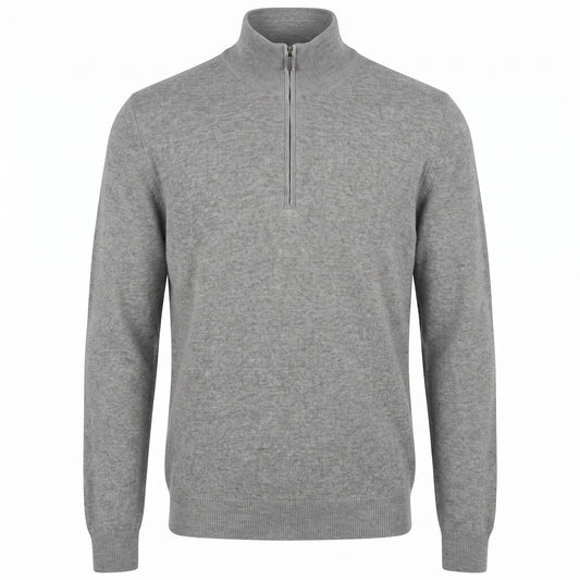 Gran Sasso 100% Cashmere Quarter-Zip Sweater in Light Gray