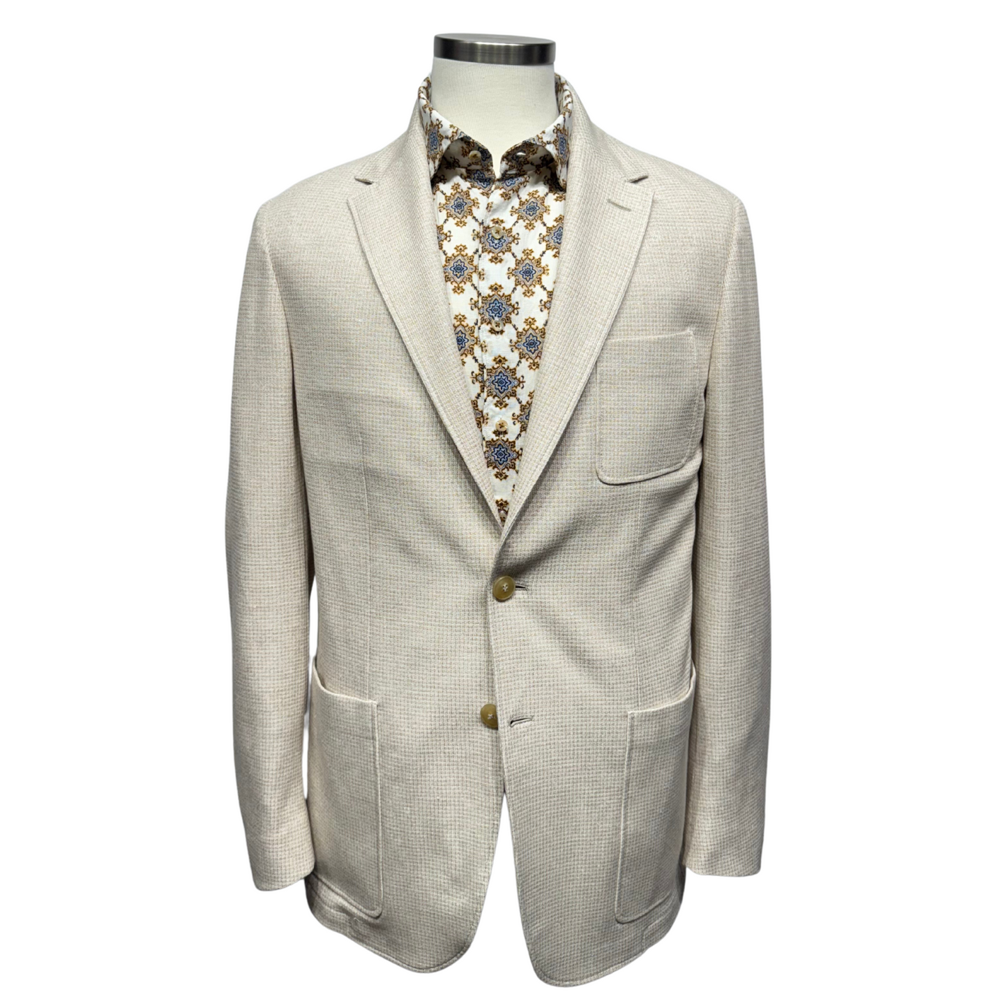 Canali Jersy Jacket in Cotton & Linen-Beige