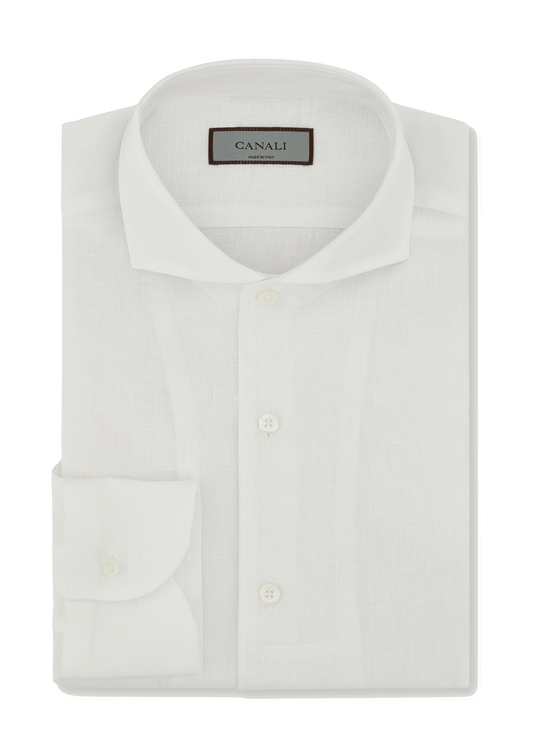 Canali Linen Sport Shirt in White
