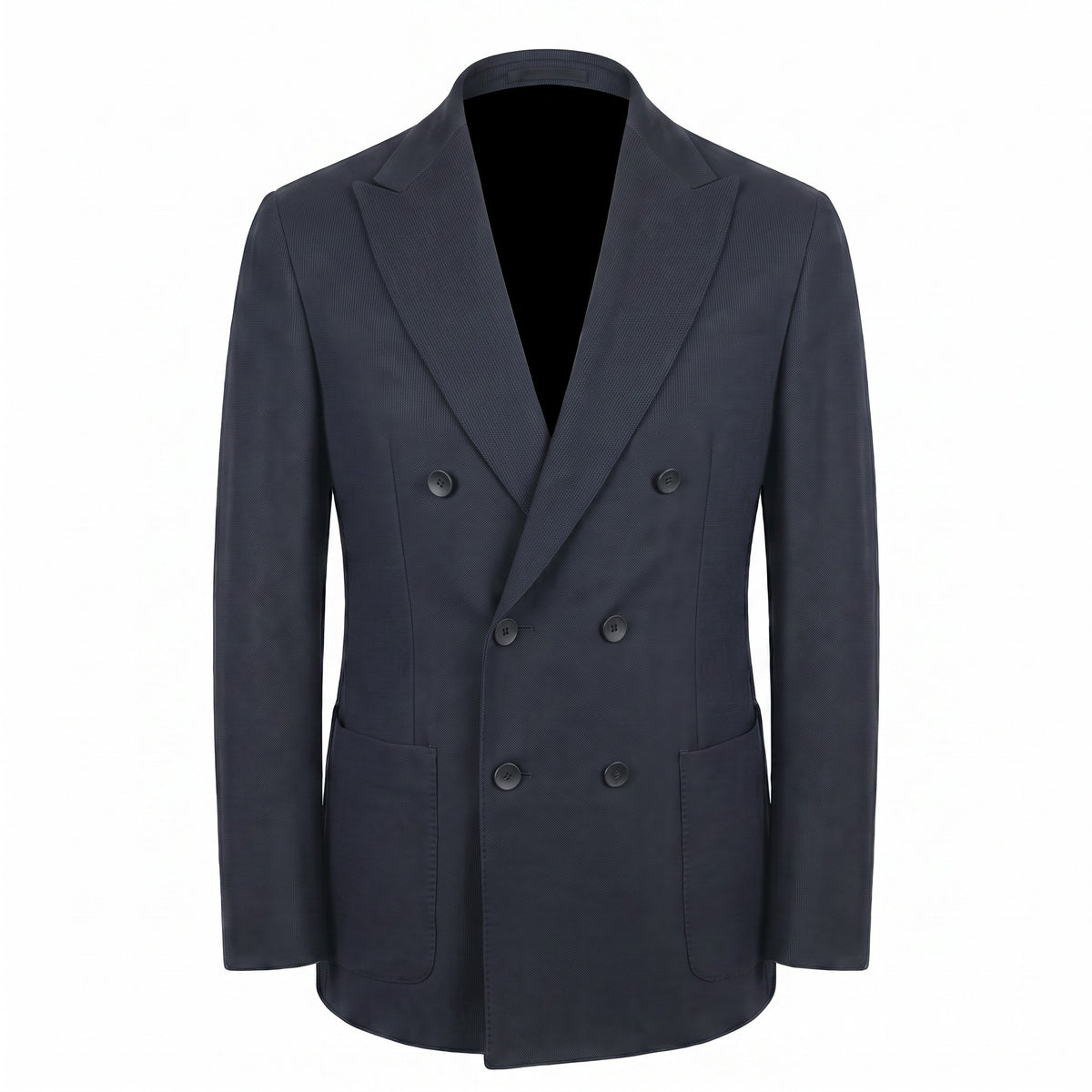 Fradi Super Stretch Ribbed Techno Double Breast Jersey Jacket in Black
