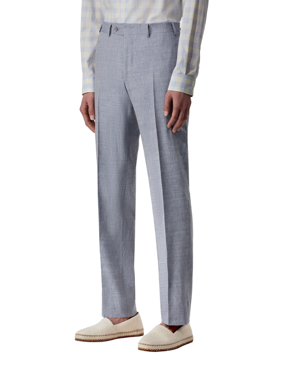 Canali Siena Classic Fit Linen Wool Blend Dress Pants in Light Blue