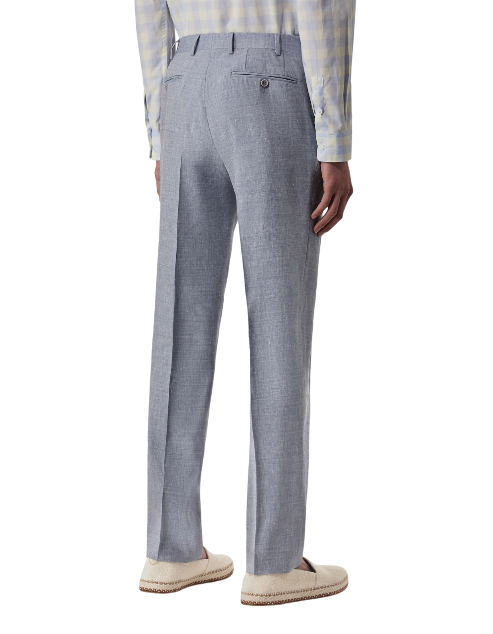 Canali Siena Classic Fit Linen Wool Blend Dress Pants in Light Blue