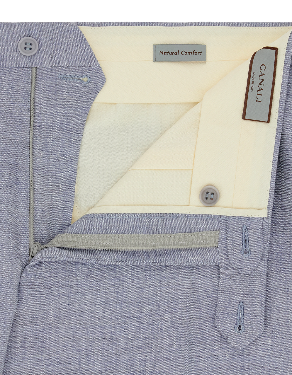 Canali Siena Classic Fit Linen Wool Blend Dress Pants in Light Blue