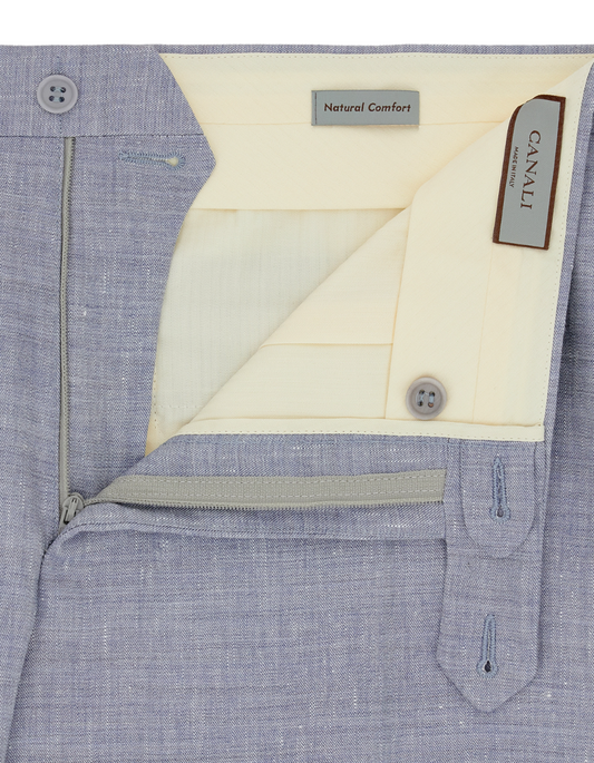 Canali Siena Classic Fit Linen Wool Blend Dress Pants in Light Blue