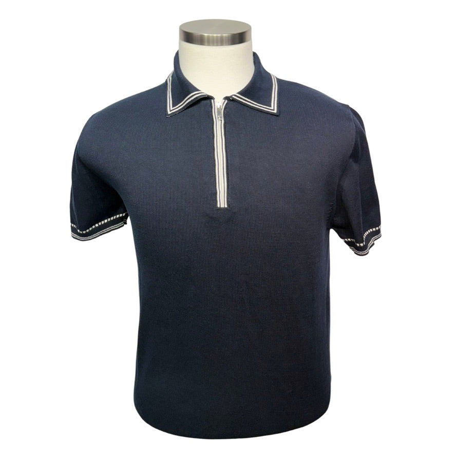 DANIELE FIESOLI SS Polo T-Shirt With Contrast-Navy
