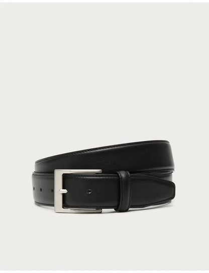 Canali Calfskin Leather Belt in Black