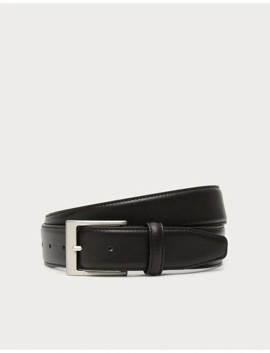 Canali Calfskin Leather Belt in Dark Brown