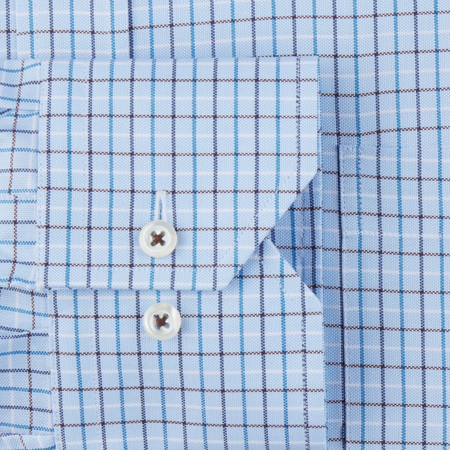 Stenströms Shirt in Light Blue with Rust and Blue Check Pattern