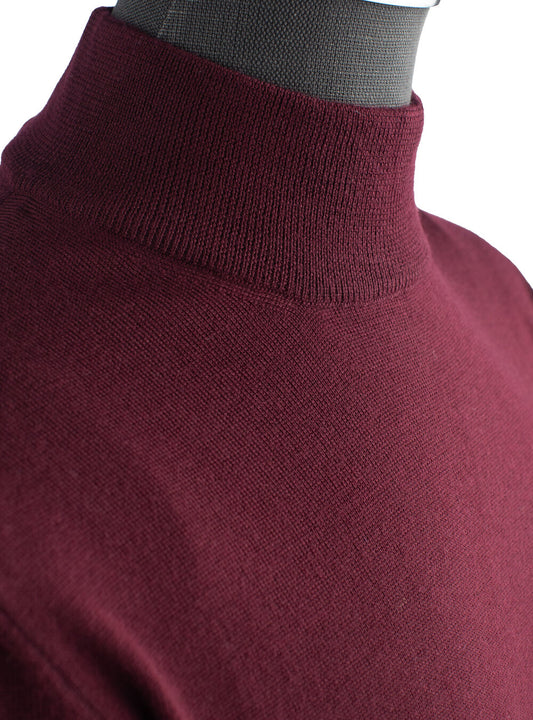 Gran Sasso Merino Wool Mock Sweater in Wine