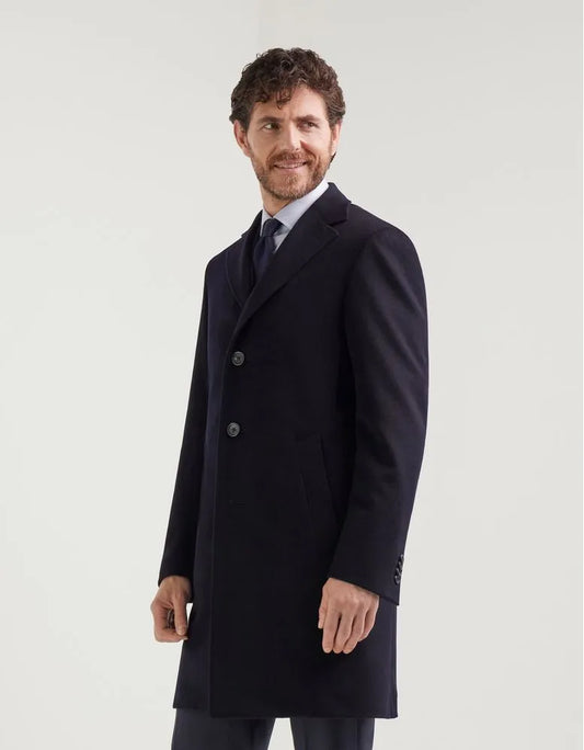 Canali Kei Wool Topcoat in Navy