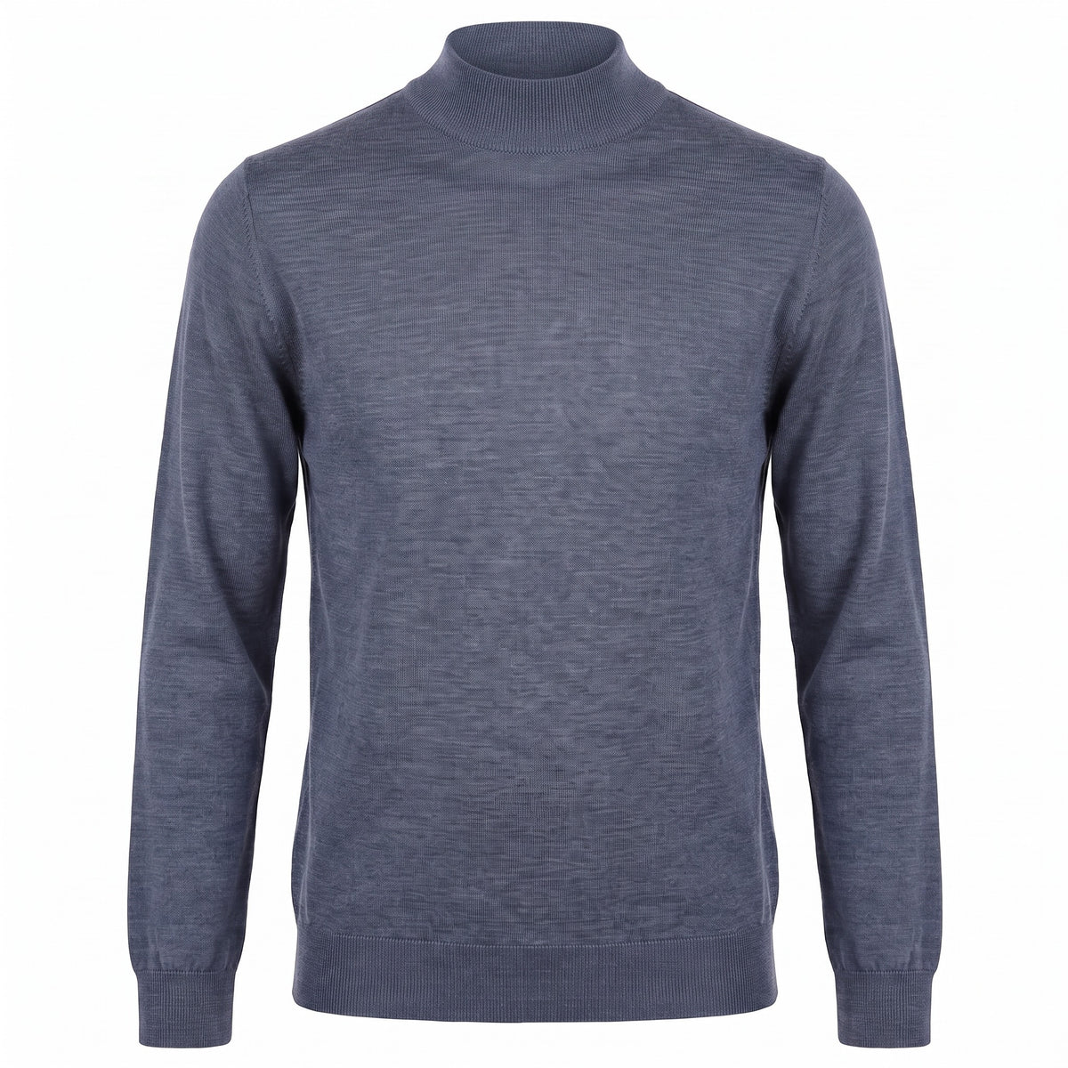 Ferrante Extra Fine Merino Wool Mock Sweater in Mid Blue