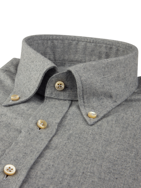 Stenströms Grey Luxury Flannel Sport Shirt in Regular Fit