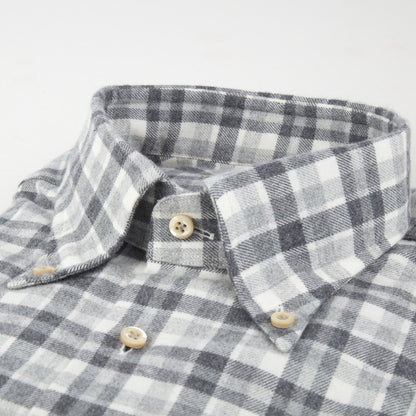 Stenströms Flannel Sport Shirt in Gray and White Check Pattern