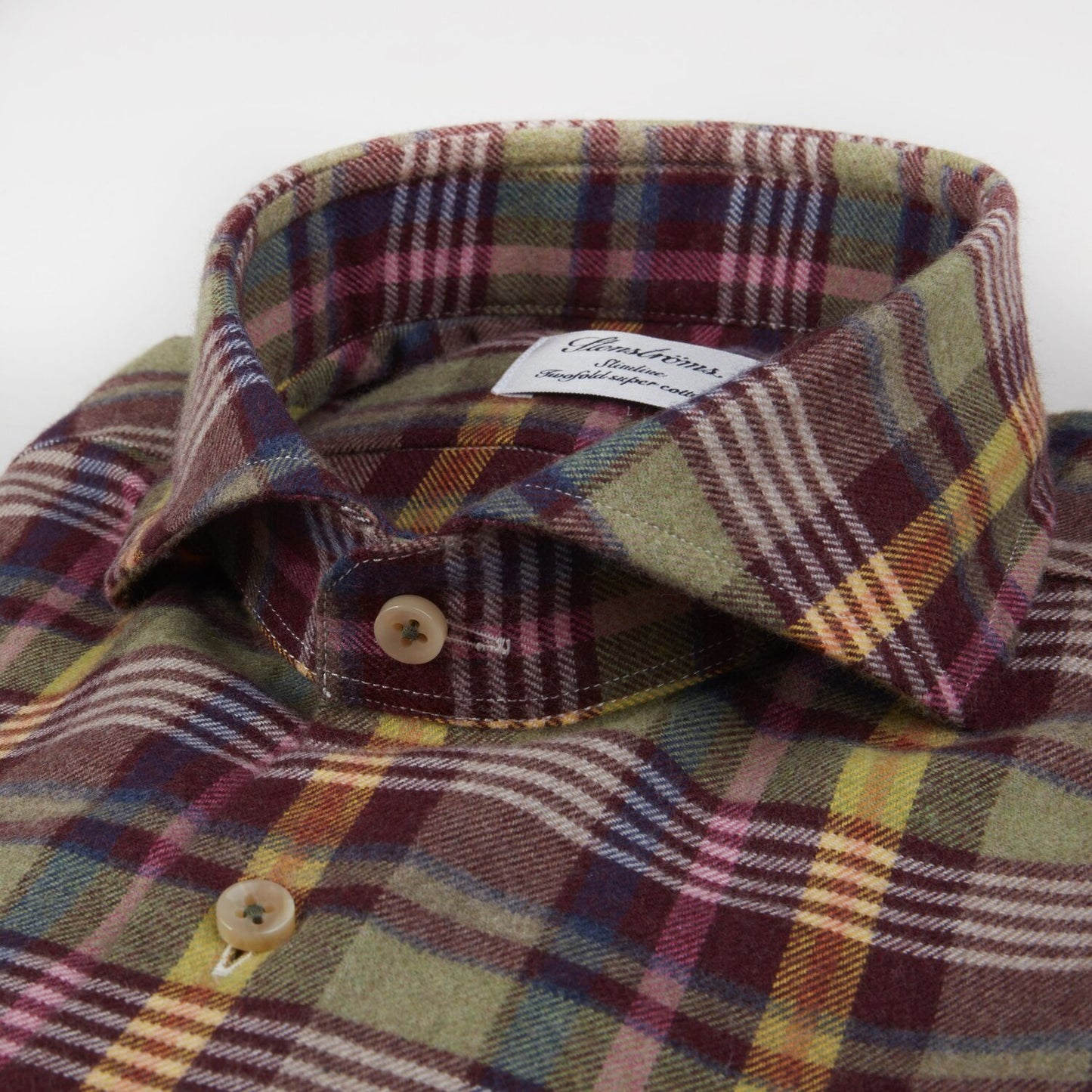 Stenströms Flannel Sport Shirt in Green and Maroon Check Pattern