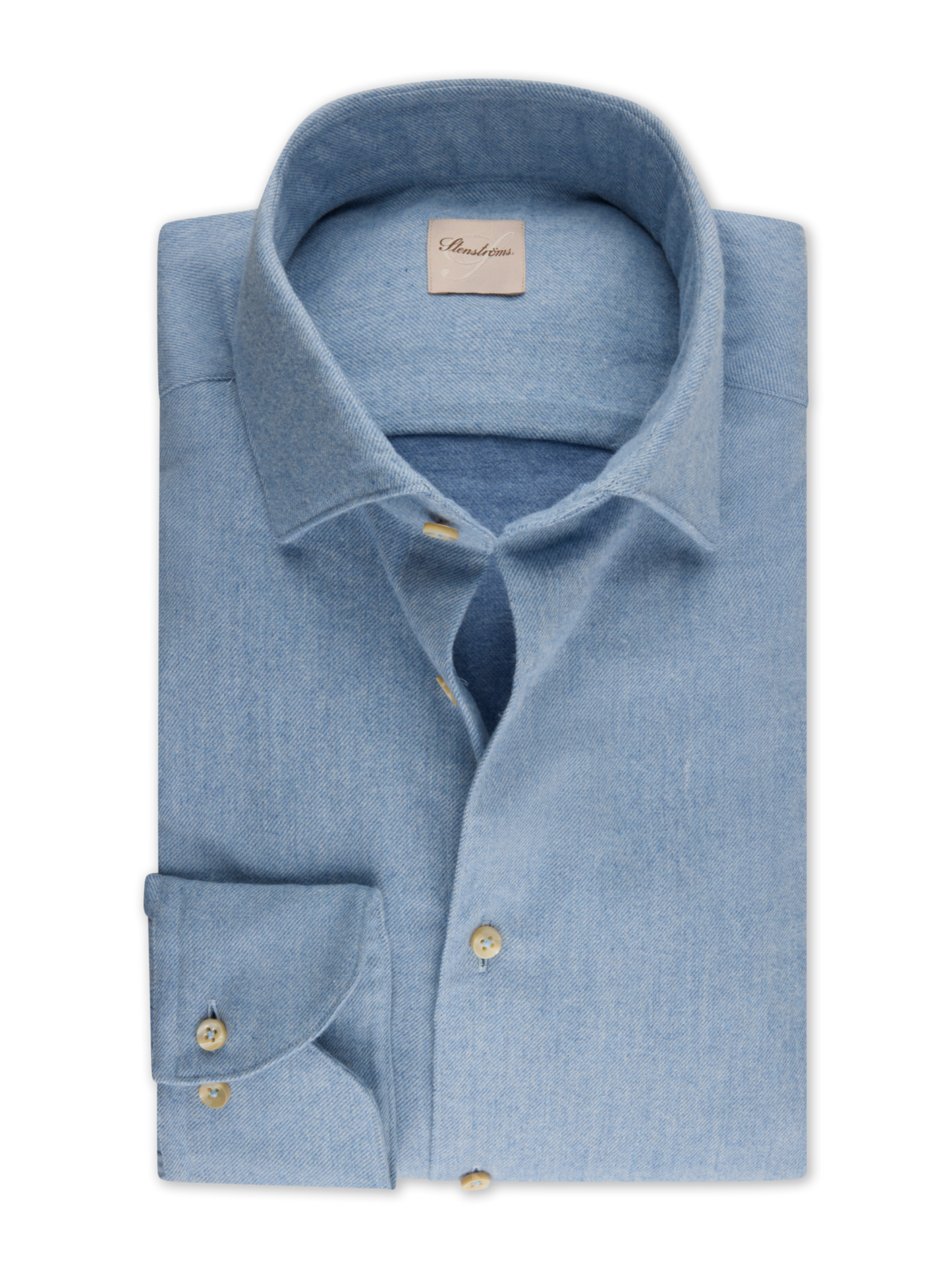 Stenströms Light Blue Luxury Flannel Sport Shirt in Regular Fit